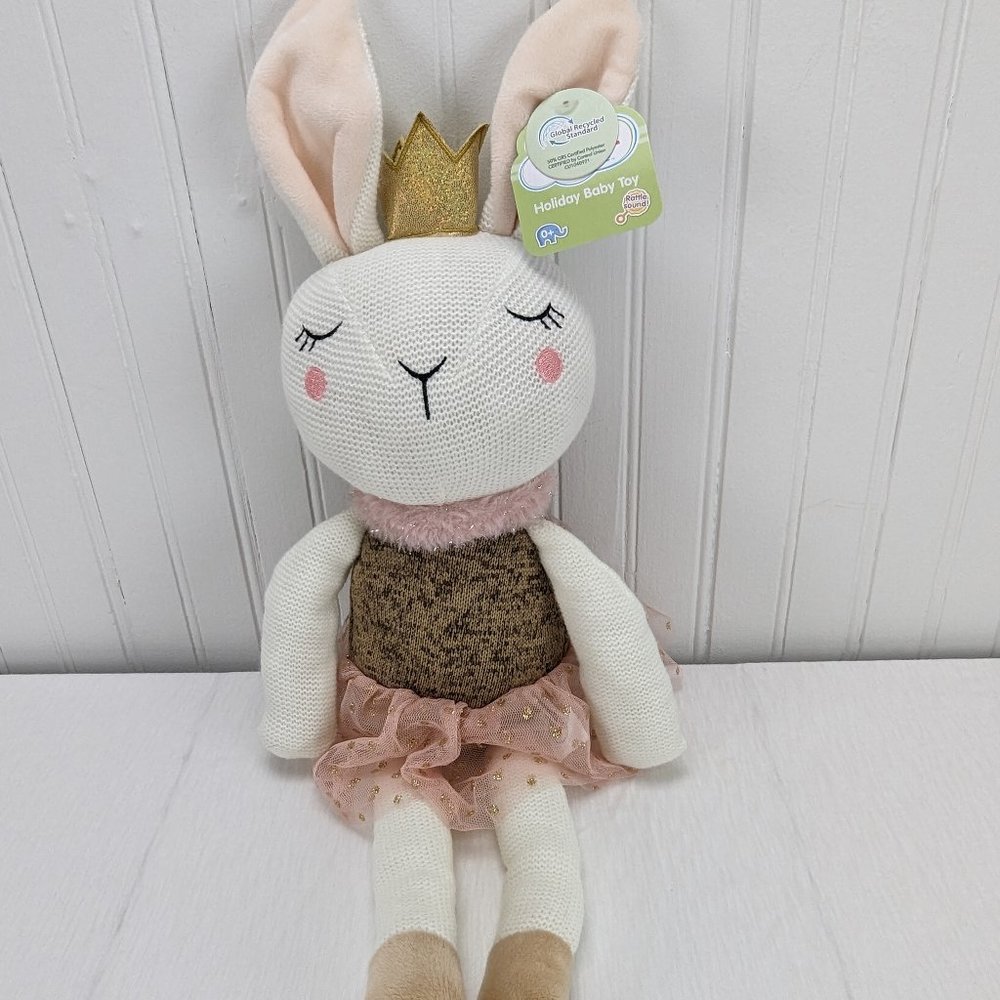 Spark Create Imagine 18” Plush Holiday Bunny Ballerina Stuffed Animal Rattle